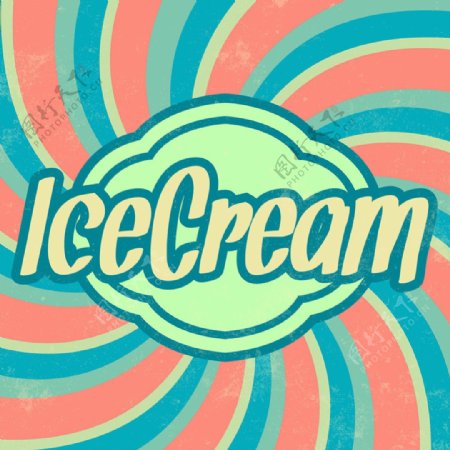 复古纹理图案冰淇淋包装标签