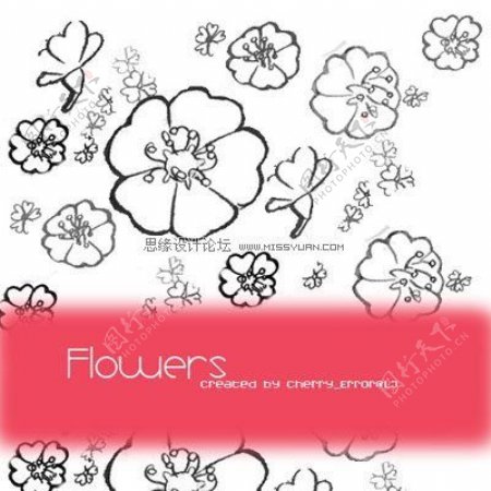 矢量涂鸦花朵花朵PS笔刷素材