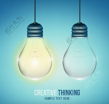 创新思维灯泡设计矢量素材图片