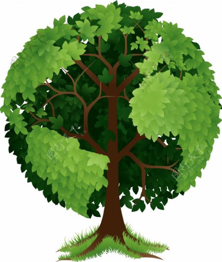 绿色树木图案矢量素材下载