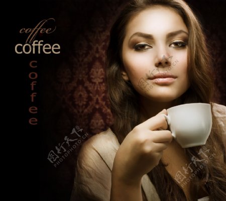 咖啡美女广告背景图片