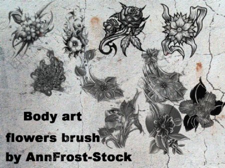 人体艺术之花朵纹身图案Photoshop笔刷