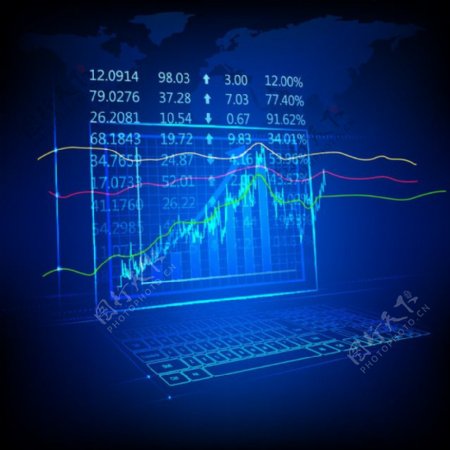 蓝色科技荧光财务图表背景