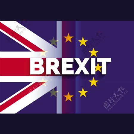 英国和欧盟的旗帜英国退欧文本