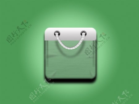 绿色购物袋电商图标设计