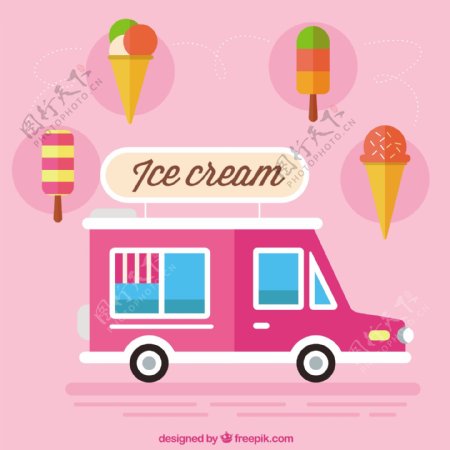 冰淇淋雪糕车图片