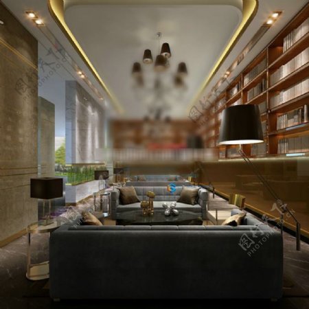 现代书房沙发3d模型下载