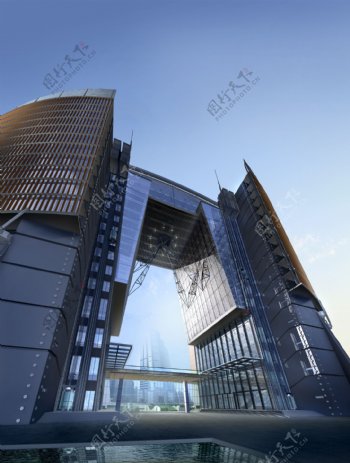 城市高层建筑物仰视图PSD分层素材