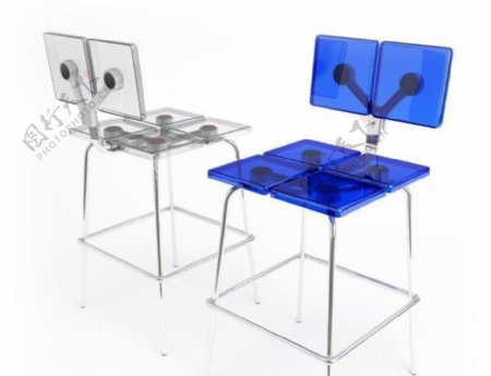 CasamaniaStoolsXT8椅凳透明和蓝色