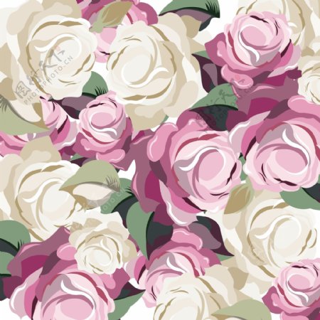 精美彩色玫瑰图案背景矢量设计素材