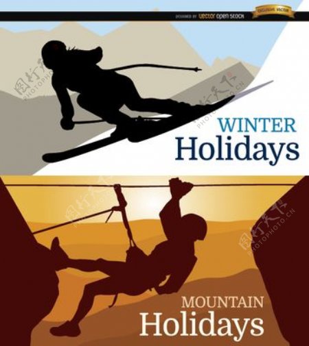 滑雪和山地度假的背景
