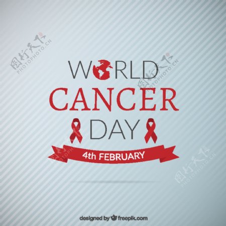 世界癌症日与红丝带背景