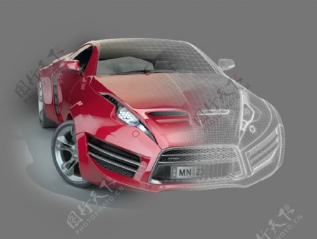 红色跑车模型图片