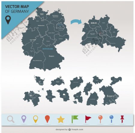德国地图和地图点