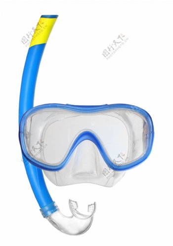 蓝色眼镜和呼吸管