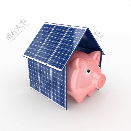 太阳能房子与小猪存钱罐