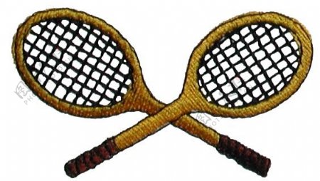 绣花羽毛球拍体育运动比赛免费素材