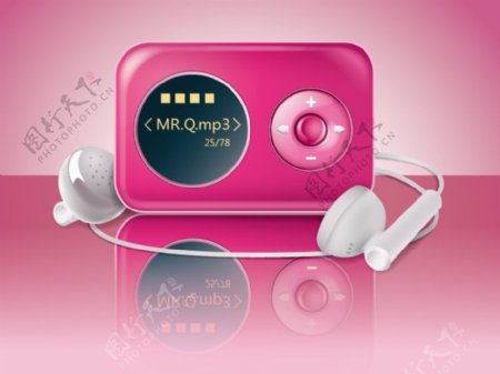 3D立体粉红色音乐MP3耳机