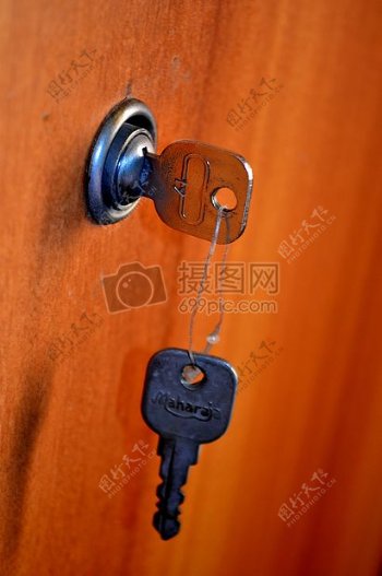 安全门锁上的钥匙