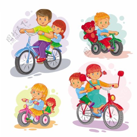 集矢量图标小儿童自行车