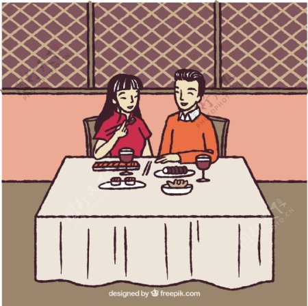 餐厅里的浪漫情侣