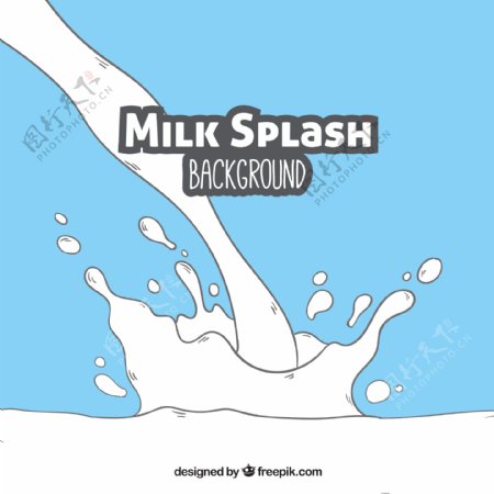 素描手绘牛奶矢量素材