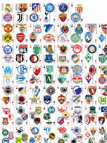 欧洲足球俱乐部队徽扑克牌