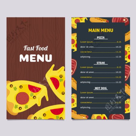 快餐菜单与比萨饼设计