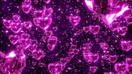 透明紫色水晶心形变换视频素材