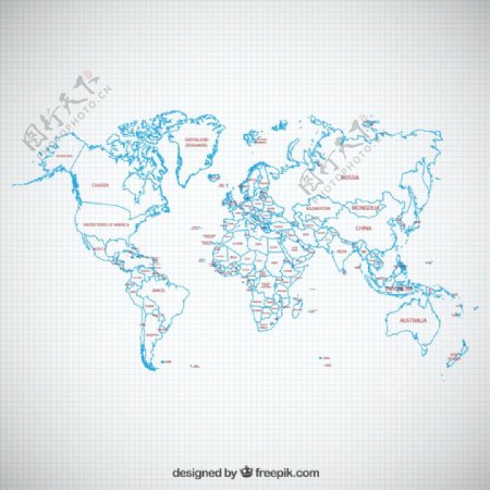蓝色世界地图矢量素材