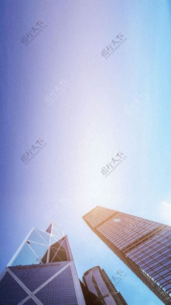高楼建筑蓝天H5背景素材