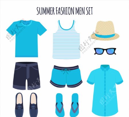 9款时尚夏季男士服饰矢量素材