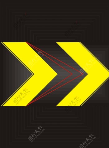 警示标志箭头指示简约方向标识黄
