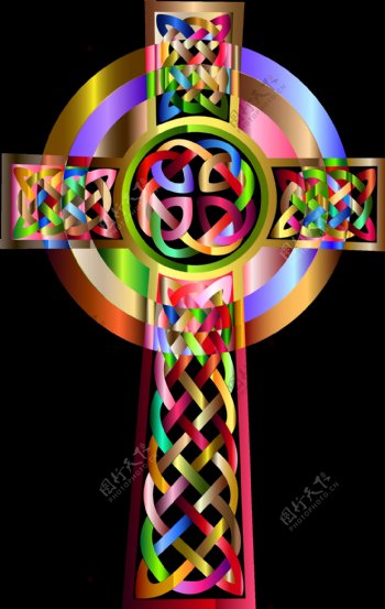 抽象彩色十字架图形免抠png透明素材