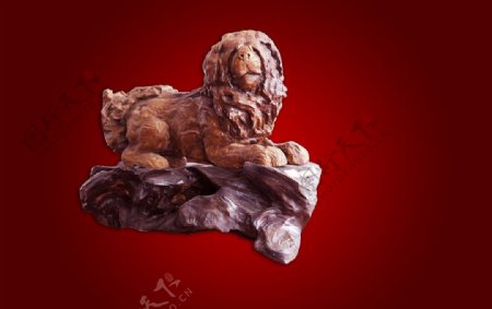 狮子红木雕刻工艺品
