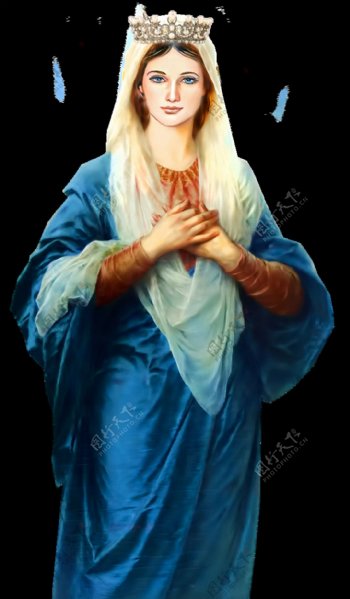 蓝色衣服的圣玛丽免抠png透明素材