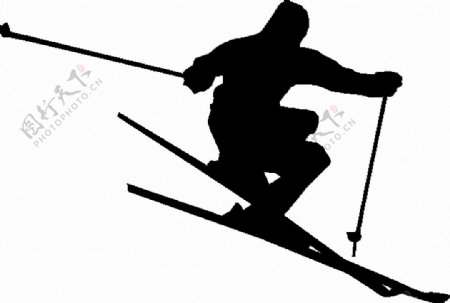 黑色滑雪运动剪影免抠png透明图层素材