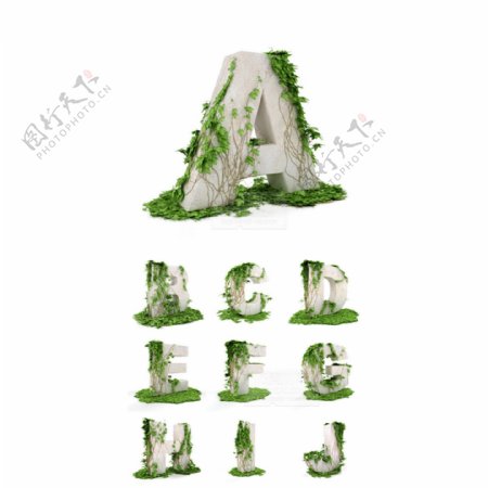 绿植缠绕立体英文字母
