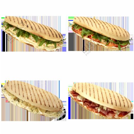 四个三明治免抠png透明图层素材
