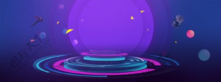 紫色圆圈漂浮气球淘宝全屏banner背景