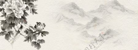 中国风水墨树枝背景图