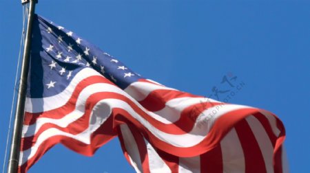 美国国旗飘扬的特写镜头