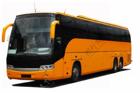 橙色旅游大巴士免抠png透明图层素材