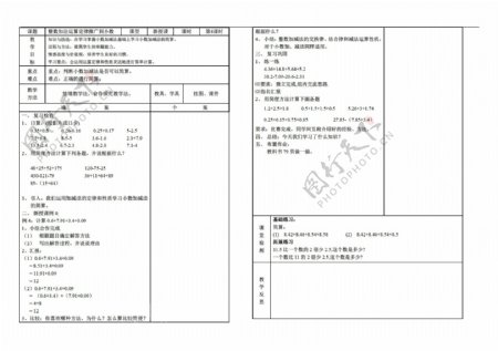 数学四年级下整数加法运算律推广到小数