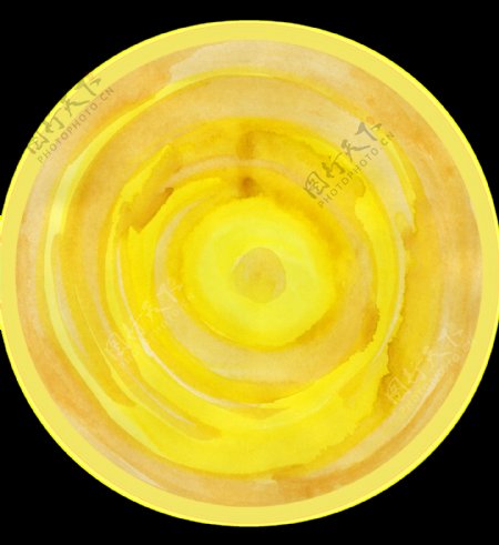 黄色水彩原盘透明素材