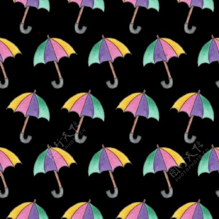 四彩雨伞透明素材