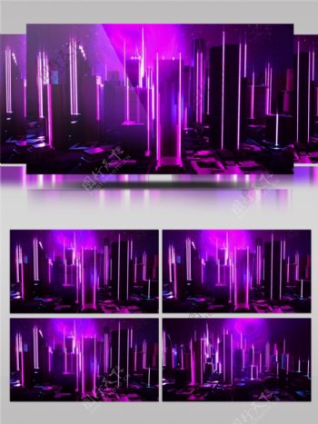 紫色城市夜景模型视频素材