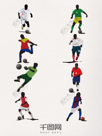 一组踢球运动装饰图案
