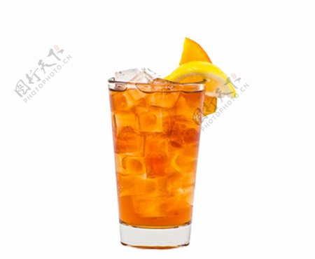 橙色果汁冰茶免抠psd透明素材