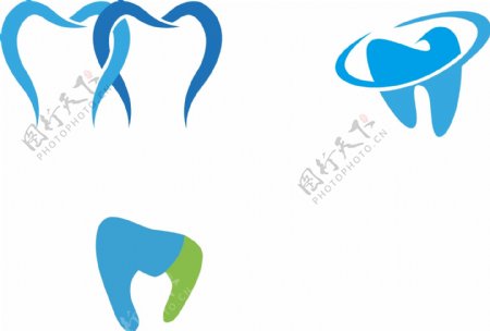 蓝色绿色牙齿logo图标ai格式设计
